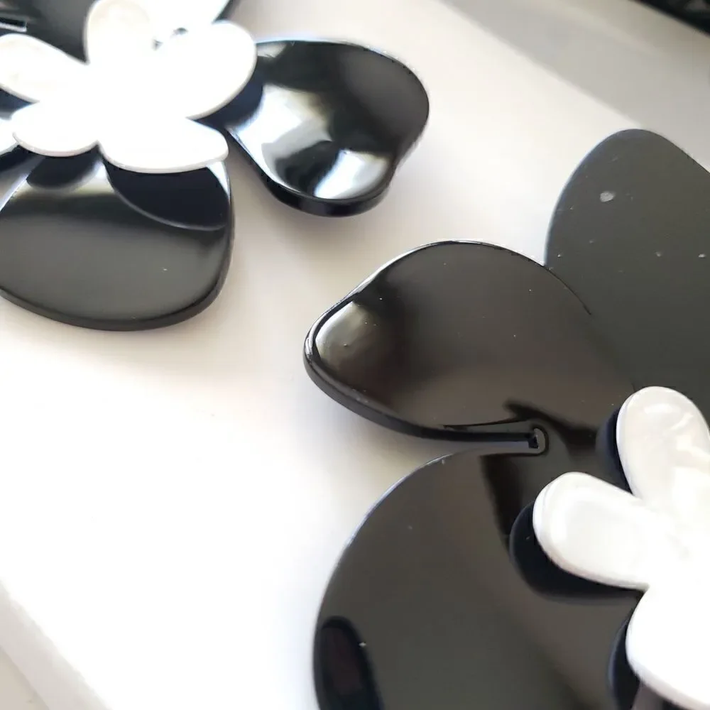 Zara Black & White Acetate Earrings